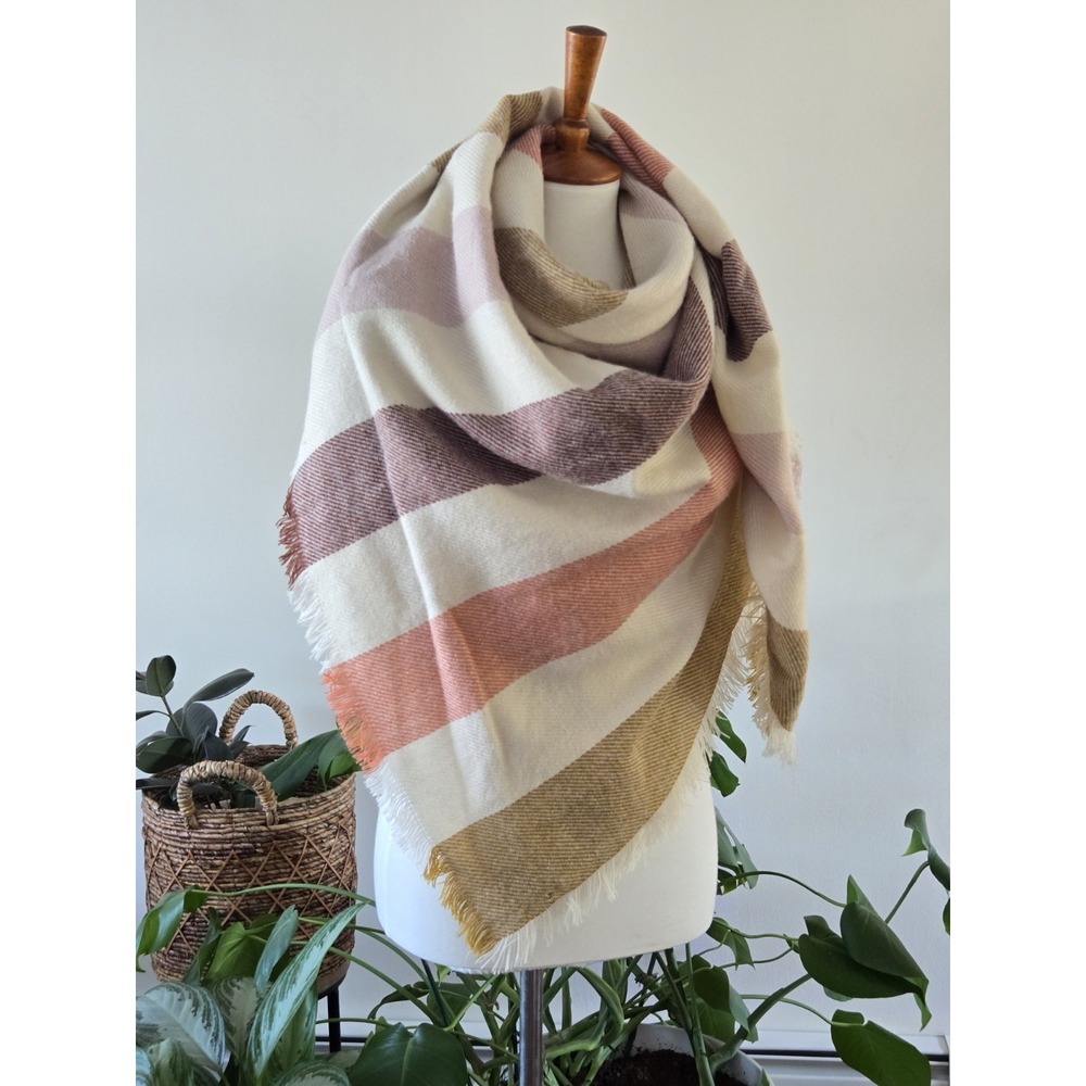 Madewell Scarf Women Colorblock Stripe Fringe Blanket Wrap Shawl Boho